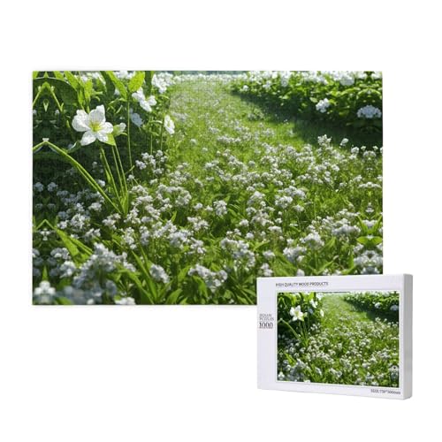 Poezjzw Grüne und Blumen, klassisches Puzzle für Erwachsene, 1000 Teile, Holzpuzzle, moderne Heimdekoration, intellektuelles Spiel, 75 x 50 cm von POEZJZW