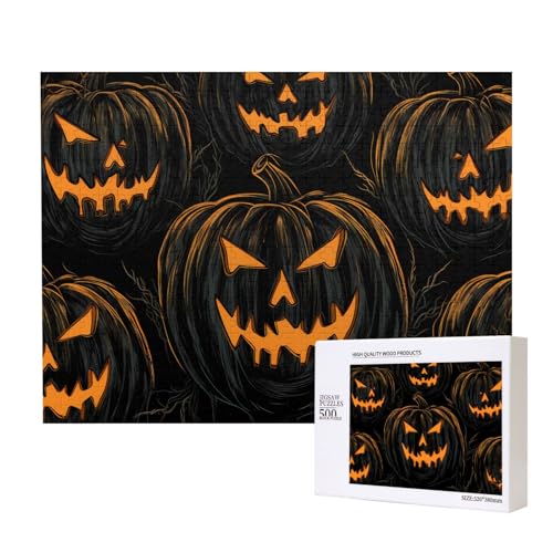 Poezjzw Gruselige Kürbislichter für Erwachsene, klassisches Puzzle, 500 Teile, Holzpuzzle, moderne Wohnkultur, intellektuelles Spiel, 52 x 38 cm Poezjzw Gruselige Kürbislichter für Erwachsene, klassisches Puzzle, 500 Teile, Holzpuzzle, moderne Wohnkultur, intellektuelles Spiel, 52 x 38 cm von POEZJZW