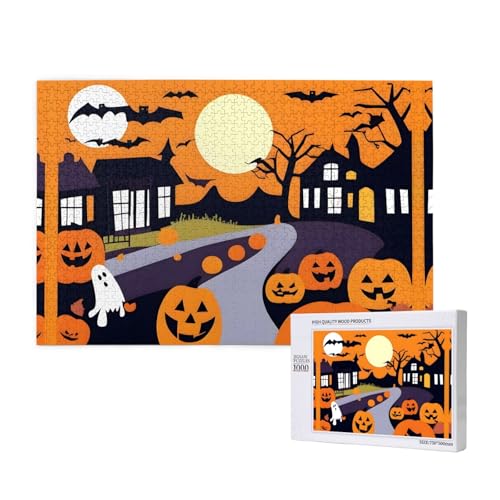 Poezjzw Halloween-Kürbisse für Erwachsene, klassisches Puzzle, 1000 Teile, Holzpuzzle, moderne Wohnkultur, intellektuelles Spiel, 75 x 50 cm Poezjzw Halloween-Kürbisse für Erwachsene, klassisches Puzzle, 1000 Teile, Holzpuzzle, moderne Wohnkultur, intellektuelles Spiel, 75 x 50 cm von POEZJZW