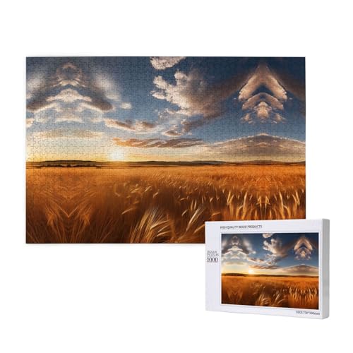 Poezjzw Hirse-Puzzles für Erwachsene, 1000 Teile, Holzpuzzle für Familie, Freunde, Heimdekoration, Wandkunst, 75 x 50 cm von POEZJZW