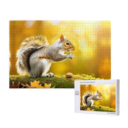 Poezjzw Holzpuzzle "Eichhörnchenfressendes Walnuss", klassisches Puzzle, 1000 Teile, modernes Heimdekor, intellektuelles Spiel, 75 x 50 cm Poezjzw Holzpuzzle "Eichhörnchenfressendes Walnuss", klassisches Puzzle, 1000 Teile, modernes Heimdekor, intellektuelles Spiel, 75 x 50 cm von POEZJZW