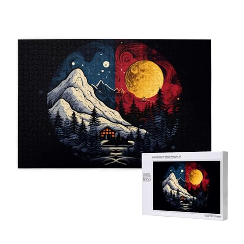 Poezjzw Holzpuzzle Sonne und Mond, koexistierendes klassisches Puzzle, 1000 Teile, modernes Heimdekor, intellektuelles Spiel, 75 x 50 cm Poezjzw Holzpuzzle Sonne und Mond, koexistierendes klassisches Puzzle, 1000 Teile, modernes Heimdekor, intellektuelles Spiel, 75 x 50 cm von POEZJZW