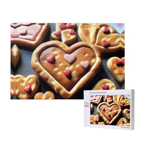 Poezjzw Holzpuzzle in Herzform, klassisches Puzzle, 1000 Teile, modernes Heimdekor, intellektuelles Spiel, 75 x 50 cm von POEZJZW