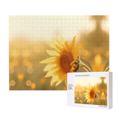 Poezjzw Holzpuzzle mit Sonnenblumen in der Abendsonne für Erwachsene, 500 Teile, Holzpuzzle für Familie, Freunde, Heimdekoration, Wandkunst, 50 x 38 cm Poezjzw Holzpuzzle mit Sonnenblumen in der Abendsonne für Erwachsene, 500 Teile, Holzpuzzle für Familie, Freunde, Heimdekoration, Wandkunst, 50 x 38 cm von POEZJZW