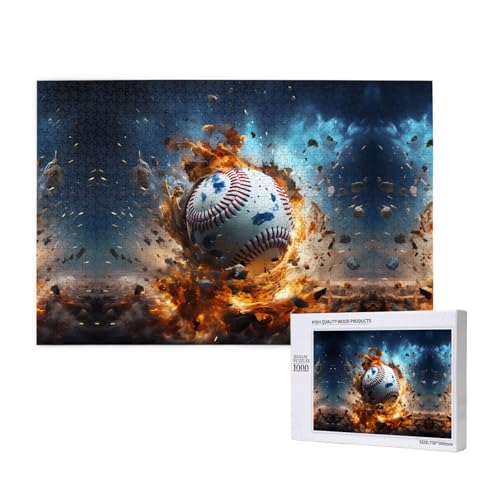 Poezjzw Hot Baseball Klassisches Puzzle für Erwachsene, 1000 Teile, Holzpuzzle, moderne Heimdekoration, intellektuelles Spiel, 75 x 50 cm von POEZJZW