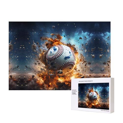 Poezjzw Hot Baseball Klassisches Puzzle für Erwachsene, 300 Teile, Holzpuzzle, moderne Wohnkultur, intellektuelles Spiel, 40 x 28 cm von POEZJZW
