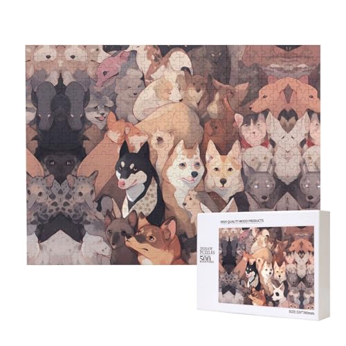 Poezjzw Hundebilder, klassisches Puzzle für Erwachsene, 500 Teile, Holzpuzzle, moderne Wohnkultur, intellektuelles Spiel, 52 x 38 cm Poezjzw Hundebilder, klassisches Puzzle für Erwachsene, 500 Teile, Holzpuzzle, moderne Wohnkultur, intellektuelles Spiel, 52 x 38 cm von POEZJZW