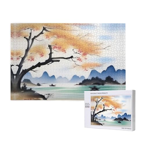 Poezjzw Ink Landscape Klassisches Puzzle für Erwachsene, 1000 Teile, Holzpuzzle, moderne Wohnkultur, intellektuelles Spiel, 75 x 50 cm Poezjzw Ink Landscape Klassisches Puzzle für Erwachsene, 1000 Teile, Holzpuzzle, moderne Wohnkultur, intellektuelles Spiel, 75 x 50 cm von POEZJZW