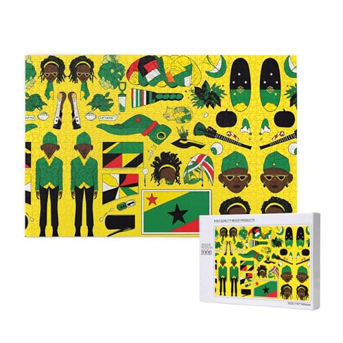 Poezjzw Jamaican Elements Klassisches Puzzle für Erwachsene, 1000 Teile, Holzpuzzle, moderne Heimdekoration, intellektuelles Spiel, 75 x 50 cm von POEZJZW