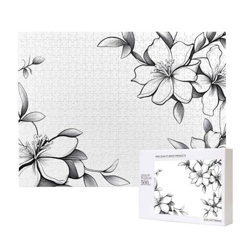 Poezjzw Jasminblume, klassisches Puzzle für Erwachsene, 500 Teile, Holzpuzzle, moderne Wohnkultur, intellektuelles Spiel, 52 x 38 cm von POEZJZW