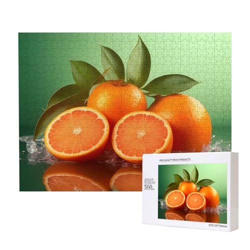Poezjzw Juicy Oranges klassisches Puzzle für Erwachsene, 500 Teile, Holzpuzzle, moderne Wohnkultur, intellektuelles Spiel, 52 x 38 cm von POEZJZW