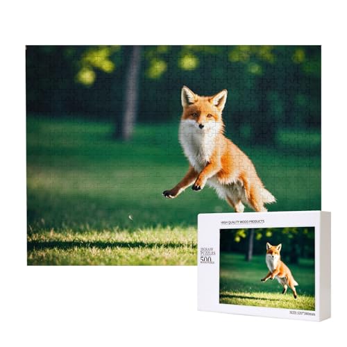 Poezjzw Jumping Fox Klassisches Puzzle für Erwachsene, 500 Teile, Holzpuzzle, moderne Wohnkultur, intellektuelles Spiel, 52 x 38 cm von POEZJZW