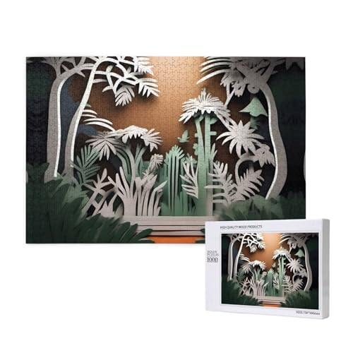 Poezjzw Jungle Paper Cutout Klassisches Puzzle für Erwachsene, 1000 Teile, Holzpuzzle, moderne Heimdekoration, intellektuelles Spiel, 75 x 50 cm Poezjzw Jungle Paper Cutout Klassisches Puzzle für Erwachsene, 1000 Teile, Holzpuzzle, moderne Heimdekoration, intellektuelles Spiel, 75 x 50 cm von POEZJZW