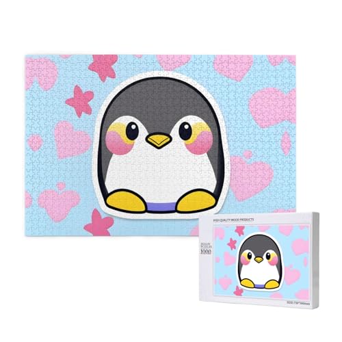 Poezjzw Kawaii Pinguin Erwachsenen-Puzzle, klassisches Puzzle, 1000 Teile, Holzpuzzle, moderne Heimdekoration, intellektuelles Spiel, 75 x 50 cm von POEZJZW