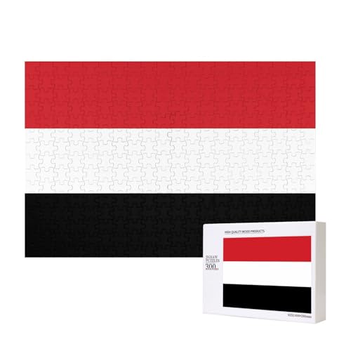 Poezjzw Klassische Jemenitische Flagge, 300 Teile, Holzpuzzle, moderne Wohnkultur, intellektuelles Spiel, 40 x 28 cm von POEZJZW