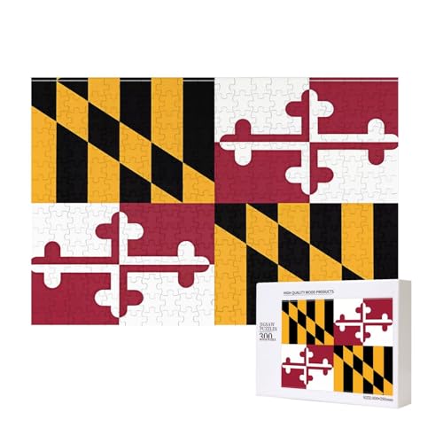 Poezjzw Klassisches Puzzle Flagge von Maryland, 300 Teile, Holzpuzzle, moderne Wohnkultur, intellektuelles Spiel, 40 x 28 cm Poezjzw Klassisches Puzzle Flagge von Maryland, 300 Teile, Holzpuzzle, moderne Wohnkultur, intellektuelles Spiel, 40 x 28 cm von POEZJZW