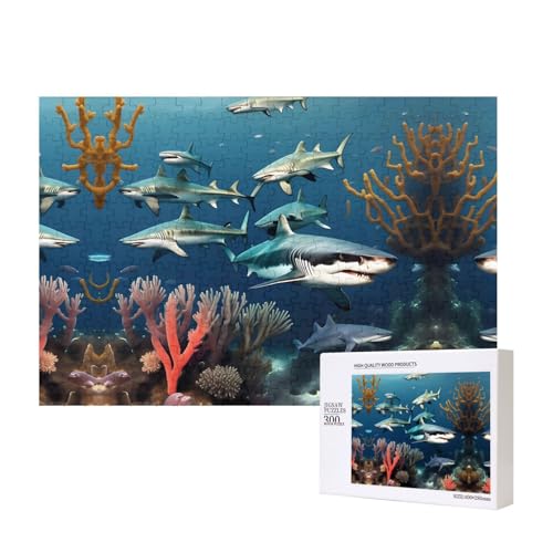 Poezjzw Klassisches Puzzle Haie unter dem Meer, 300 Teile, Holzpuzzle, moderne Wohnkultur, intellektuelles Spiel, 40 x 28 cm Poezjzw Klassisches Puzzle Haie unter dem Meer, 300 Teile, Holzpuzzle, moderne Wohnkultur, intellektuelles Spiel, 40 x 28 cm von POEZJZW
