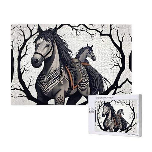 Poezjzw Klassisches Puzzle "Pferd im Wald", 1000 Teile, Holzpuzzle, moderne Heimdekoration, intellektuelles Spiel, 75 x 50 cm Poezjzw Klassisches Puzzle "Pferd im Wald", 1000 Teile, Holzpuzzle, moderne Heimdekoration, intellektuelles Spiel, 75 x 50 cm von POEZJZW