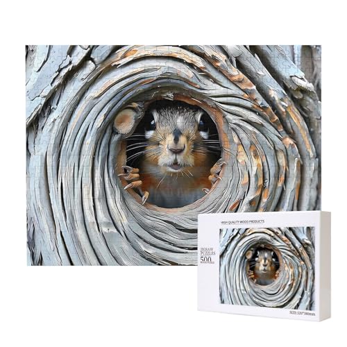 Poezjzw Klassisches Puzzle für Erwachsene, Eichhörnchen, 500 Teile, Holzpuzzle, moderne Wohnkultur, intellektuelles Spiel, 52 x 38 cm Poezjzw Klassisches Puzzle für Erwachsene, Eichhörnchen, 500 Teile, Holzpuzzle, moderne Wohnkultur, intellektuelles Spiel, 52 x 38 cm von POEZJZW