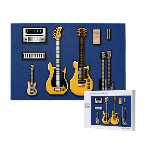Poezjzw Klassisches Puzzle für Erwachsene, Gitarre, Bass, 1000 Teile, Holzpuzzle, moderne Heimdekoration, intellektuelles Spiel, 75 x 50 cm von POEZJZW