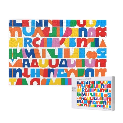 Poezjzw Klassisches Puzzle für Erwachsene, Groß- und Kleinbuchstaben, 1000 Teile, Holzpuzzle, moderne Wohnkultur, intellektuelles Spiel, 75 x 50 cm von POEZJZW
