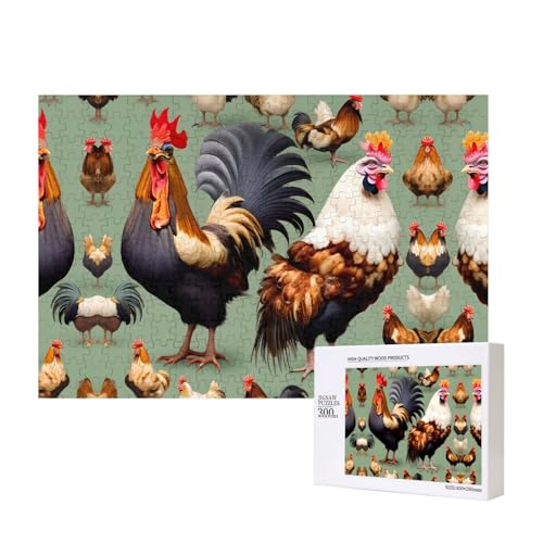 Poezjzw Klassisches Puzzle für Erwachsene, Hahn und Huhn, 300 Teile, Holzpuzzle, moderne Wohnkultur, intellektuelles Spiel, 40 x 28 cm Poezjzw Klassisches Puzzle für Erwachsene, Hahn und Huhn, 300 Teile, Holzpuzzle, moderne Wohnkultur, intellektuelles Spiel, 40 x 28 cm von POEZJZW