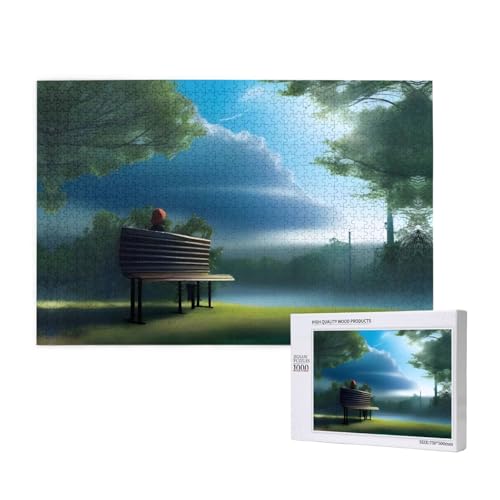Poezjzw Klassisches Puzzle für Erwachsene, Himmelblau, Rauch und Regen, 1000 Teile, Holzpuzzle, moderne Heimdekoration, intellektuelles Spiel, 75 x 50 cm von POEZJZW