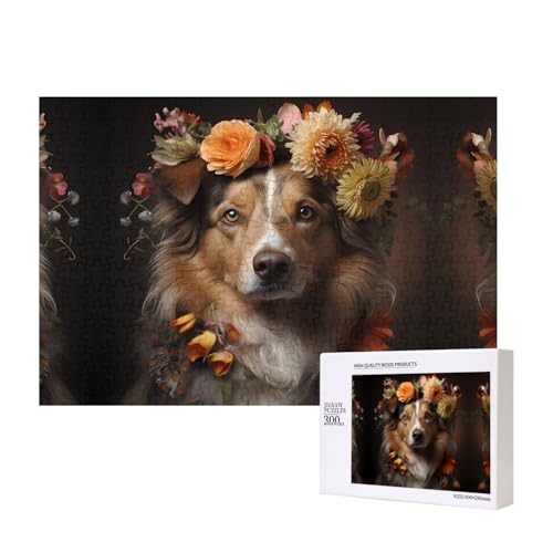 Poezjzw Klassisches Puzzle für Erwachsene, Motiv: Hund, Mädchen mit Blumen, 300 Teile, Holzpuzzle, moderne Wohnkultur, intellektuelles Spiel, 40 x 28 cm Poezjzw Klassisches Puzzle für Erwachsene, Motiv: Hund, Mädchen mit Blumen, 300 Teile, Holzpuzzle, moderne Wohnkultur, intellektuelles Spiel, 40 x 28 cm von POEZJZW