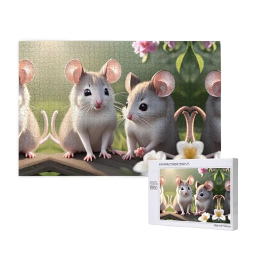 Poezjzw Klassisches Puzzle für Erwachsene, Motiv: Maus verliebt, 1000 Teile, Holzpuzzle, moderne Wohnkultur, intellektuelles Spiel, 75 x 50 cm Poezjzw Klassisches Puzzle für Erwachsene, Motiv: Maus verliebt, 1000 Teile, Holzpuzzle, moderne Wohnkultur, intellektuelles Spiel, 75 x 50 cm von POEZJZW