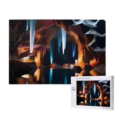 Poezjzw Klassisches Puzzle für Erwachsene, Motiv: Untergrundhöhle, 1000 Teile, Holzpuzzle, moderne Wohnkultur, intellektuelles Spiel, 75 x 50 cm von POEZJZW