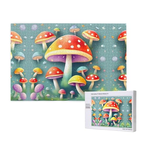 Poezjzw Klassisches Puzzle für Erwachsene, Motiv: niedliche farbige Pilze, 1000 Teile, Holzpuzzle, moderne Heimdekoration, intellektuelles Spiel, 75 x 50 cm Poezjzw Klassisches Puzzle für Erwachsene, Motiv: niedliche farbige Pilze, 1000 Teile, Holzpuzzle, moderne Heimdekoration, intellektuelles Spiel, 75 x 50 cm von POEZJZW