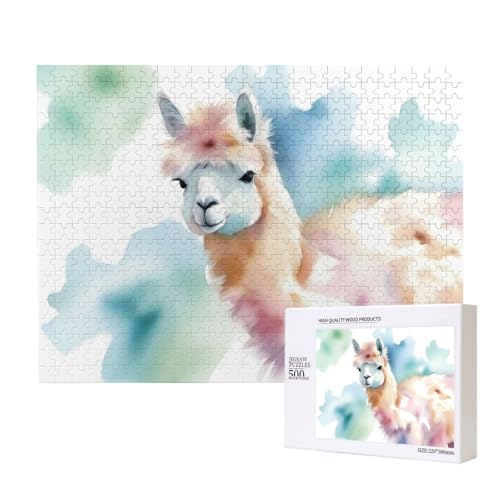 Poezjzw Klassisches Puzzle für Erwachsene, Pastell-Al-Motiv, 500 Teile, Holzpuzzle, moderne Heimdekoration, intellektuelles Spiel, 52 x 38 cm von POEZJZW