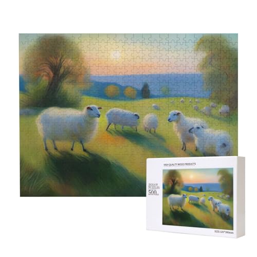 Poezjzw Klassisches Puzzle für Erwachsene, Schafspaziergang, 500 Teile, Holzpuzzle, moderne Wohnkultur, intellektuelles Spiel, 52 x 38 cm Poezjzw Klassisches Puzzle für Erwachsene, Schafspaziergang, 500 Teile, Holzpuzzle, moderne Wohnkultur, intellektuelles Spiel, 52 x 38 cm von POEZJZW