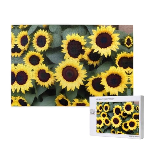 Poezjzw Klassisches Puzzle für Erwachsene, Sonnenblumenbeobachtung, 1000 Teile, Holzpuzzle, moderne Heimdekoration, intellektuelles Spiel, 75 x 50 cm von POEZJZW