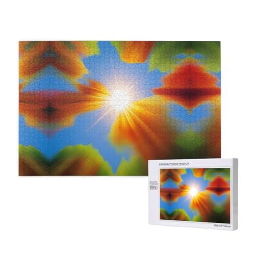 Poezjzw Klassisches Puzzle für Erwachsene, Sonnenstrahlen, 1000 Teile, Holzpuzzle, moderne Wohnkultur, intellektuelles Spiel, 75 x 50 cm von POEZJZW