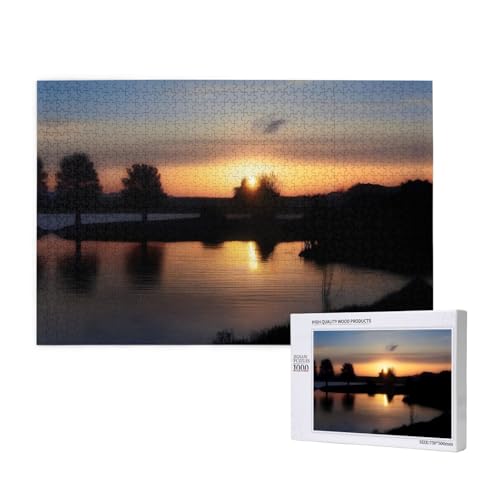 Poezjzw Klassisches Puzzle für Erwachsene, Sonnenuntergang, 1000 Teile, Holzpuzzle, moderne Wohnkultur, intellektuelles Spiel, 75 x 50 cm von POEZJZW