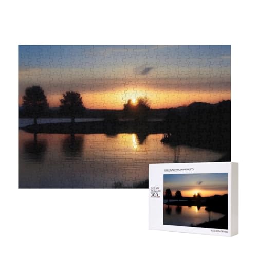 Poezjzw Klassisches Puzzle für Erwachsene, Sonnenuntergang, 300 Teile, Holzpuzzle, moderne Wohnkultur, intellektuelles Spiel, 40 x 28 cm von POEZJZW