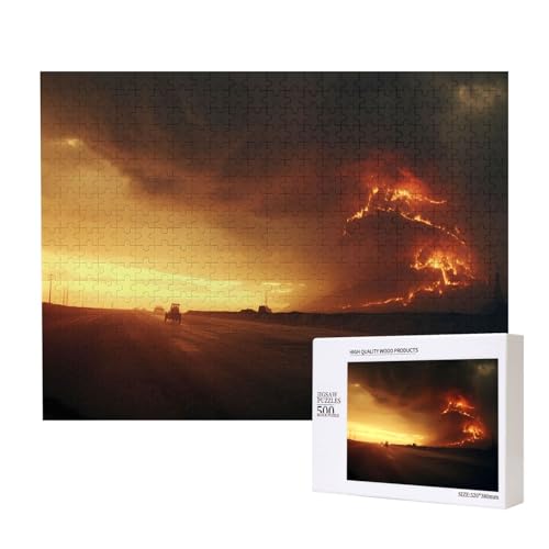 Poezjzw Klassisches Puzzle für Erwachsene, Sonnenuntergang in der Wüste, 500 Teile, Holzpuzzle, moderne Wohnkultur, intellektuelles Spiel, 52 x 38 cm von POEZJZW