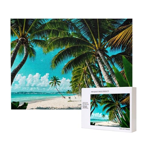Poezjzw Klassisches Puzzle für Erwachsene, Strandpalme, 500 Teile, Holzpuzzle, moderne Wohnkultur, intellektuelles Spiel, 52 x 38 cm Poezjzw Klassisches Puzzle für Erwachsene, Strandpalme, 500 Teile, Holzpuzzle, moderne Wohnkultur, intellektuelles Spiel, 52 x 38 cm von POEZJZW