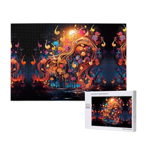 Poezjzw Klassisches Puzzle für Erwachsene, bunt, Musiknoten, 1000 Teile, Holzpuzzle, moderne Heimdekoration, intellektuelles Spiel, 75 x 50 cm von POEZJZW