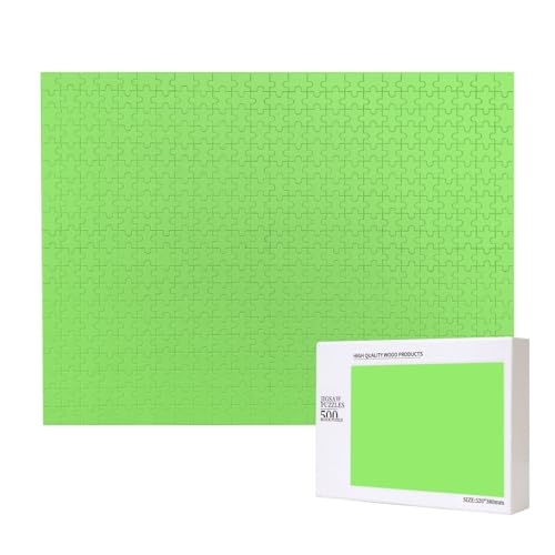 Poezjzw Klassisches Puzzle für Erwachsene, einfarbig, 500 Teile, Holzpuzzle, moderne Heimdekoration, intellektuelles Spiel, 52 x 38 cm, Hellgrün von POEZJZW