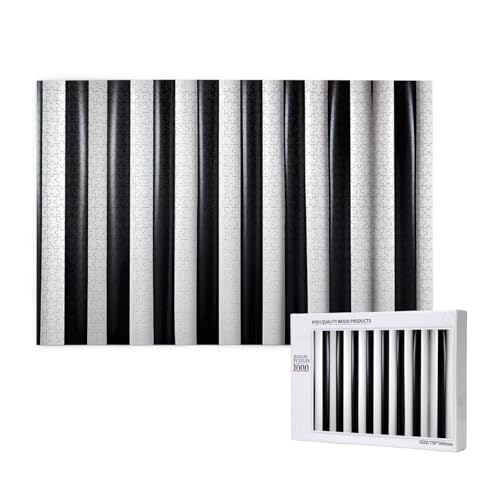 Poezjzw Klassisches Puzzle für Erwachsene, schwarz-weiß gestreift, 1000 Teile, Holzpuzzle, moderne Heimdekoration, intellektuelles Spiel, 75 x 50 cm von POEZJZW