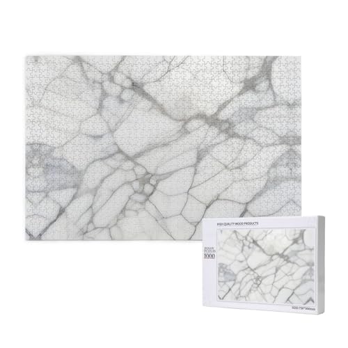 Poezjzw Klassisches Puzzle für Erwachsene, weißes Marmoradern, 1000 Teile, Holzpuzzle, moderne Heimdekoration, intellektuelles Spiel, 75 x 50 cm von POEZJZW