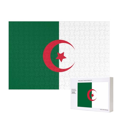 Poezjzw Klassisches Puzzle mit Flagge Algeriens, 300 Teile, Holzpuzzle, moderne Wohnkultur, intellektuelles Spiel, 40 x 28 cm von POEZJZW