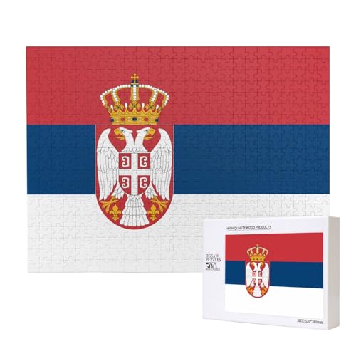 Poezjzw Klassisches Puzzle mit Flagge Serbiens, 500 Teile, Holzpuzzle, moderne Wohnkultur, intellektuelles Spiel, 52 x 38 cm Poezjzw Klassisches Puzzle mit Flagge Serbiens, 500 Teile, Holzpuzzle, moderne Wohnkultur, intellektuelles Spiel, 52 x 38 cm von POEZJZW