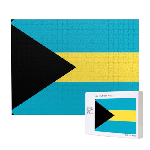Poezjzw Klassisches Puzzle mit Flagge der Bahamas, 500 Teile, Holzpuzzle, moderne Wohnkultur, intellektuelles Spiel, 52 x 38 cm Poezjzw Klassisches Puzzle mit Flagge der Bahamas, 500 Teile, Holzpuzzle, moderne Wohnkultur, intellektuelles Spiel, 52 x 38 cm von POEZJZW