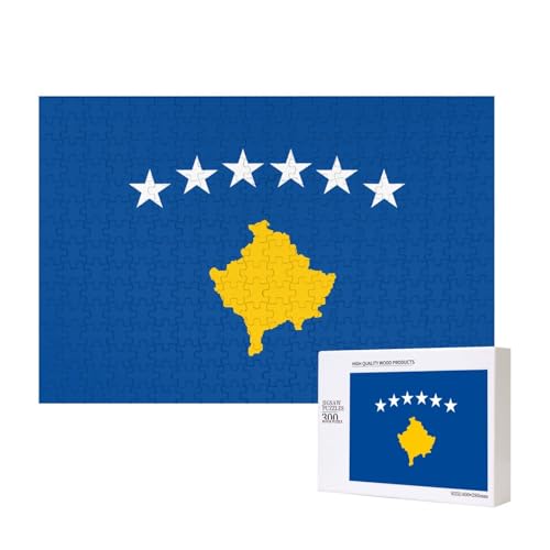 Poezjzw Klassisches Puzzle mit Flagge des Kosovos, 300 Teile, Holzpuzzle, moderne Wohnkultur, intellektuelles Spiel, 40 x 28 cm Poezjzw Klassisches Puzzle mit Flagge des Kosovos, 300 Teile, Holzpuzzle, moderne Wohnkultur, intellektuelles Spiel, 40 x 28 cm von POEZJZW
