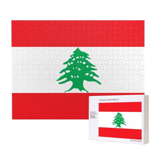 Poezjzw Klassisches Puzzle mit Flagge des Libanon, 500 Teile, Holzpuzzle, moderne Wohnkultur, intellektuelles Spiel, 52 x 38 cm Poezjzw Klassisches Puzzle mit Flagge des Libanon, 500 Teile, Holzpuzzle, moderne Wohnkultur, intellektuelles Spiel, 52 x 38 cm von POEZJZW