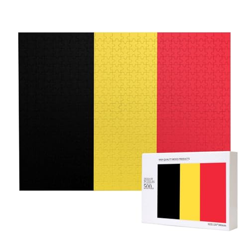 Poezjzw Klassisches Puzzle mit Flagge von Belgien, 500 Teile, Holzpuzzle, moderne Wohnkultur, intellektuelles Spiel, 52 x 38 cm Poezjzw Klassisches Puzzle mit Flagge von Belgien, 500 Teile, Holzpuzzle, moderne Wohnkultur, intellektuelles Spiel, 52 x 38 cm von POEZJZW