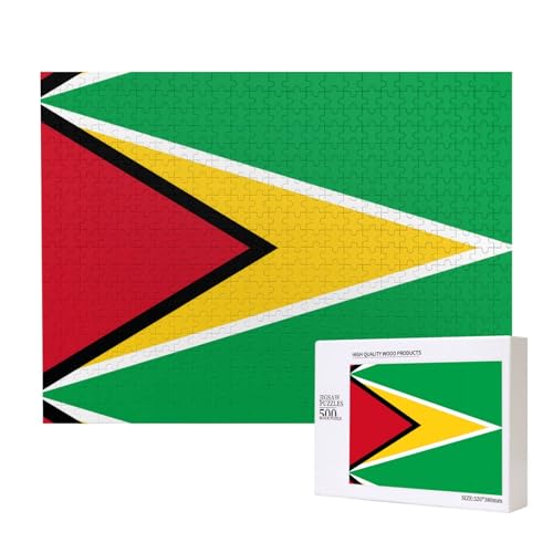 Poezjzw Klassisches Puzzle mit Flagge von Guyana, 500 Teile, Holzpuzzle, moderne Wohnkultur, intellektuelles Spiel, 52 x 38 cm Poezjzw Klassisches Puzzle mit Flagge von Guyana, 500 Teile, Holzpuzzle, moderne Wohnkultur, intellektuelles Spiel, 52 x 38 cm von POEZJZW